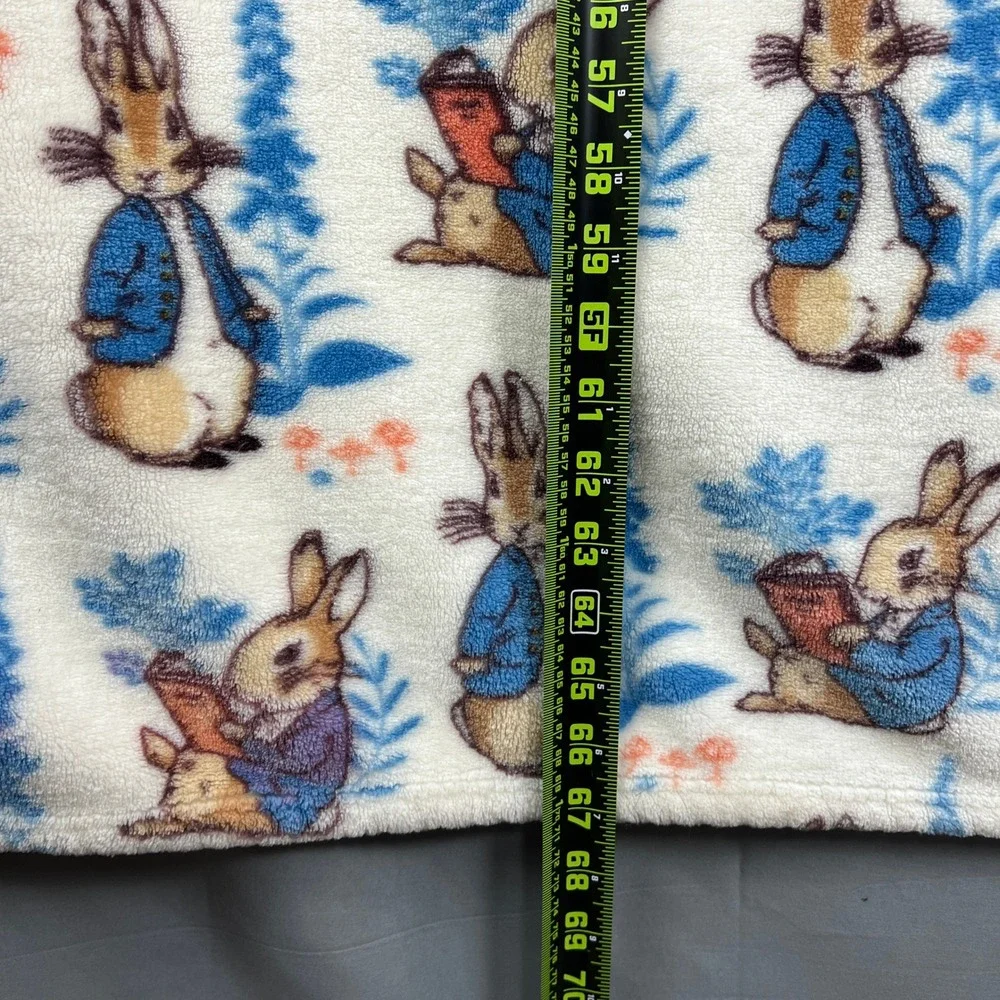 The World Of Peter Rabbit Plush Decorative Throw Blanket Blue Cream 48